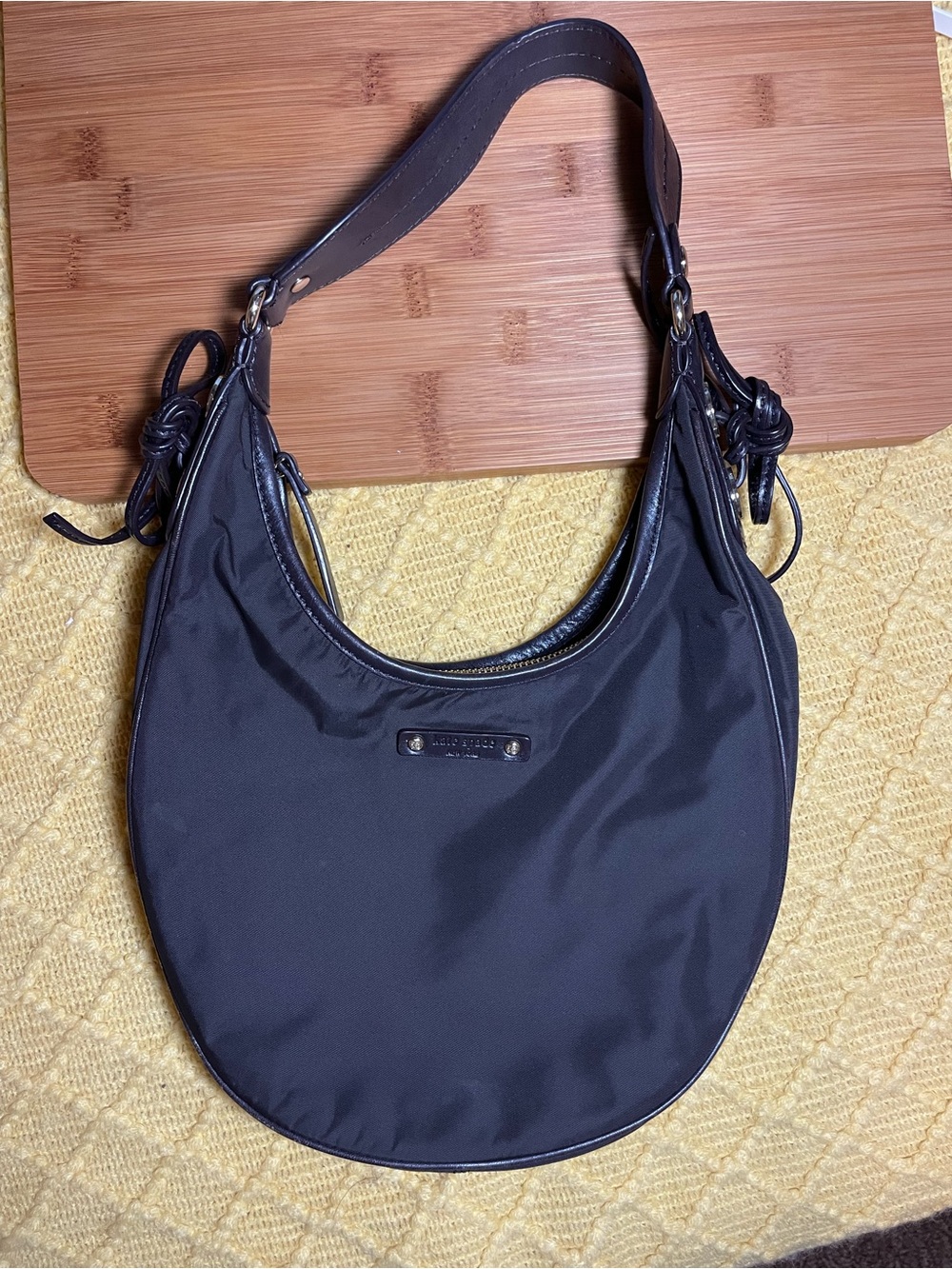 kate spade Brown Nylon Crescent Hobo Shoulder Bag